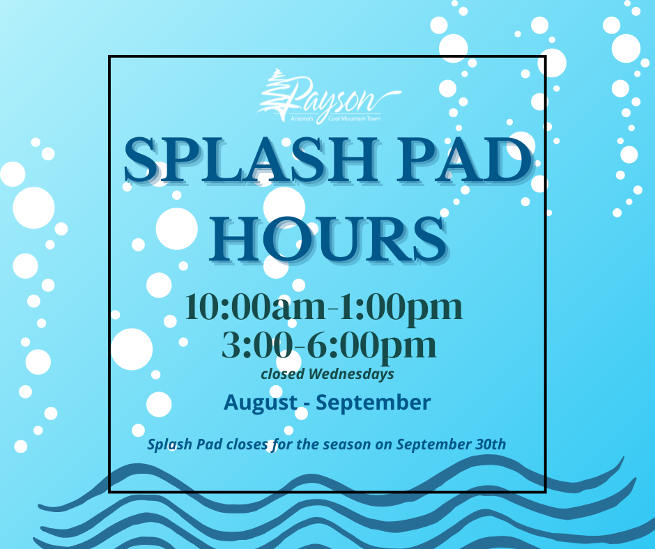 Splash Pad Hours-Aug-Sept